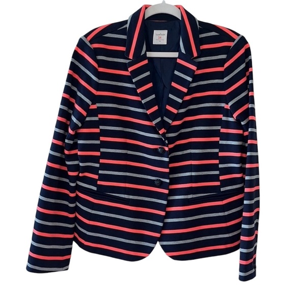 EUC GAP Academy Blazer- Preppy, Navy, Grey, Coral Striped DARLING Size 14 - Picture 5 of 8
